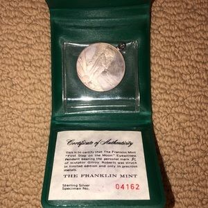 The Franklin Mint First Step on the Moon Solid Sterling Silver Pendant